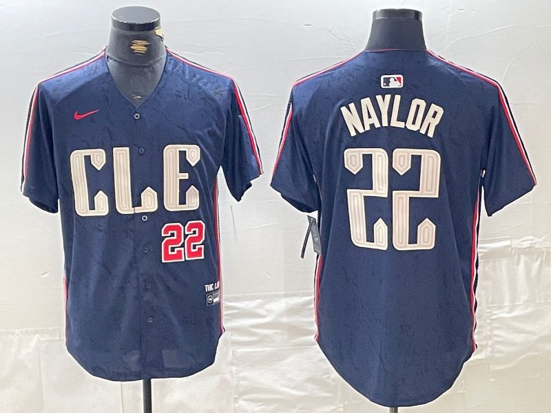 Men Cleveland Indians #22 Naylor Blue City Edition Nike 2024 MLB Jersey style 9->cleveland indians->MLB Jersey